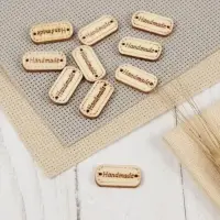 Набор нашивок из дерева Hand made, 2.4×1.2 см, 10 шт.