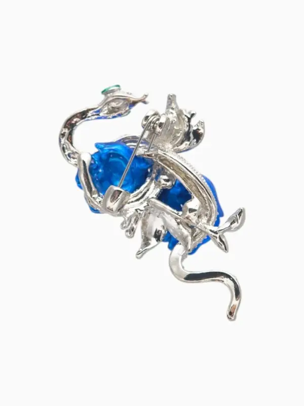Брошь &laquo;Змея&raquo;, обольстительница, бело-синяя в серебре