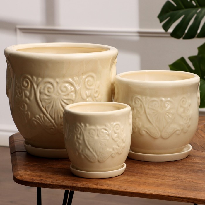 Набор горшков 3шт. Набор горшков 3шт. "Сириус" белый: 8,5л, 3,5л, 1,6л