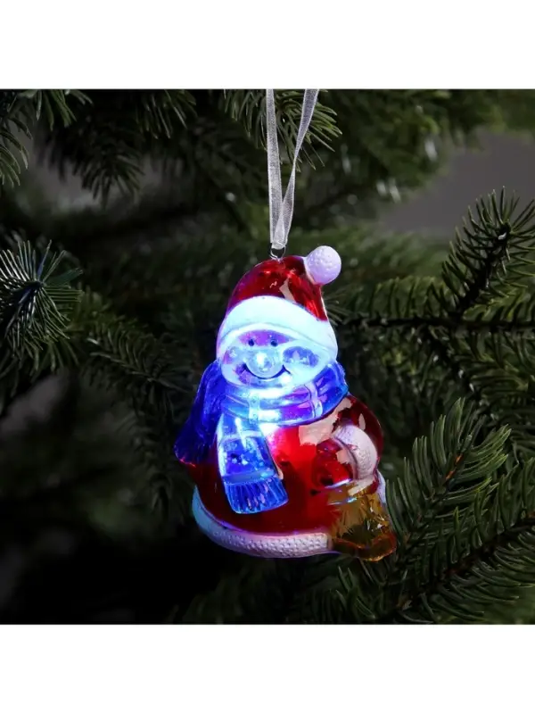 Ёлочная игрушка &laquo;Снеговик&raquo;, 8 см, от батареек, свечение мульти (RGB)