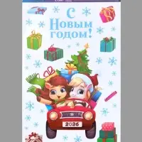 Виниловые наклейки на окна «С Новым годом! 2026», многоразовые, 20 × 34,5 см