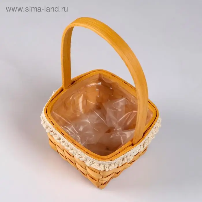 Корзина плетёная, секвойя, 12.5×12.5хН8/22 см, натуральный с окантовкой