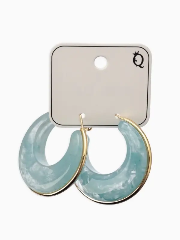 Серьги-кольца акрил Серьги-кольца акрил "Тренд", цвет голубой в золоте