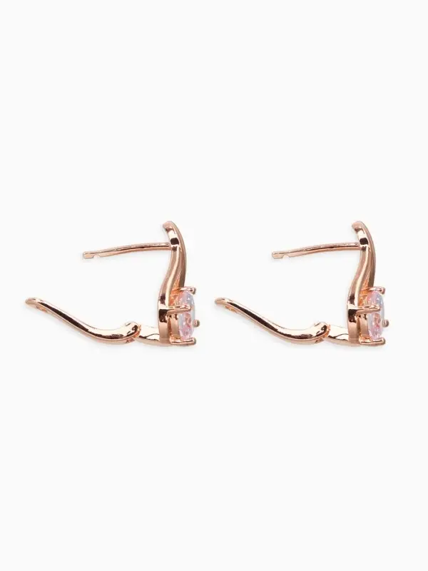 Серьги со стразами &laquo;Магия&raquo;, бусинка в капле, белые в розовом золоте