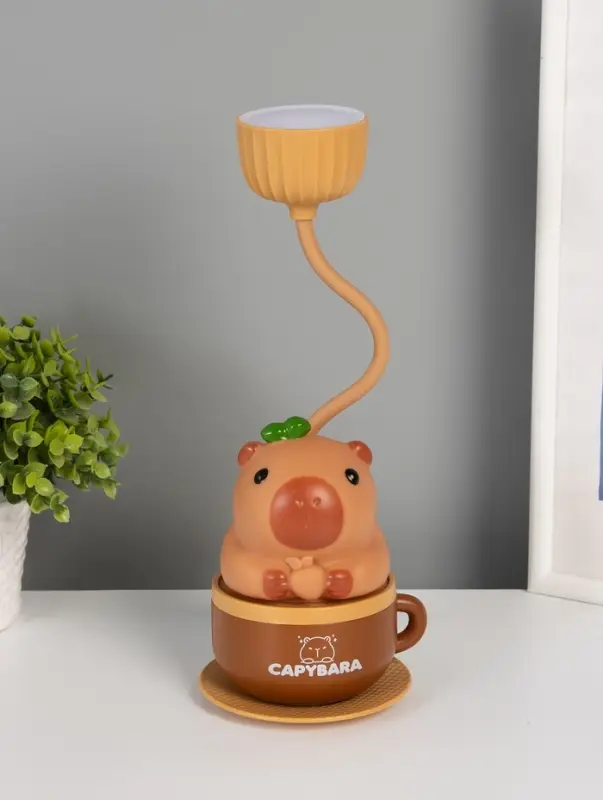 Ночник "Капибара в чашке" 8хLED 3Вт 5V USB АКБ 2 режима 9,5х9,5х28,5 см