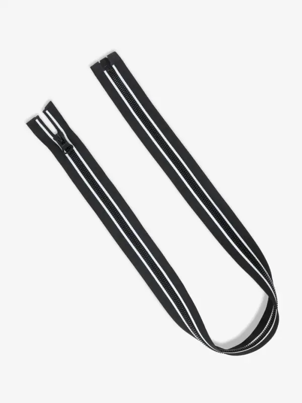 Молния &laquo;Трактор&raquo;, №8, разъёмная, замок автомат, 80 см, с белыми полосами, чёрная