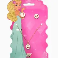 Набор детский &laquo;Выбражулька. Вишня&raquo;, 3 предмета: кулон, кольцо, серьги, белый, красный в золоте