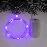 Гирлянда &laquo;Нить&raquo; 1 м роса, IP20, серебристая нить, 10 LED, батарейки CR2032&times;2 (в комплекте), свечение фиолетовое