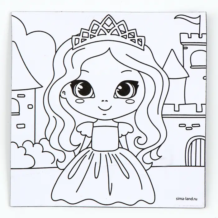 Магнит-раскраска «Принцесса», 10 х 10 см