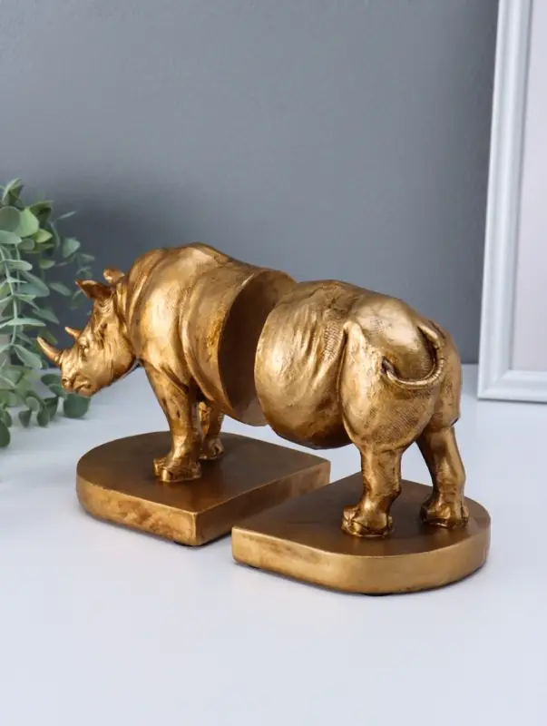 Держатели для книг полистоун "Носорог" набор 2 шт 12х26,5х15 см