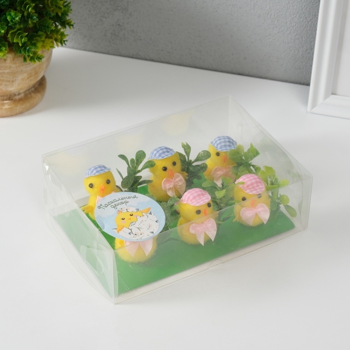 Сувенир пасхальный Сувенир пасхальный "Цыпленок в шляпке и тремя яичками" набор 6 шт 5,5х12,5х18 см