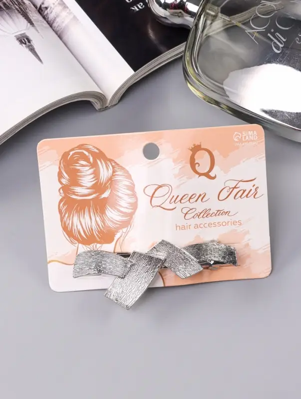 Заколка - автомат для волос &laquo;Либерти&raquo;, пересечения, 7 см, серебро