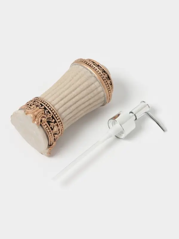 Аксессуары для ванной &laquo;Вензеля&raquo;, 4 предмета, дозатор 200 мл, мыльница, 2 стакана, бежевые