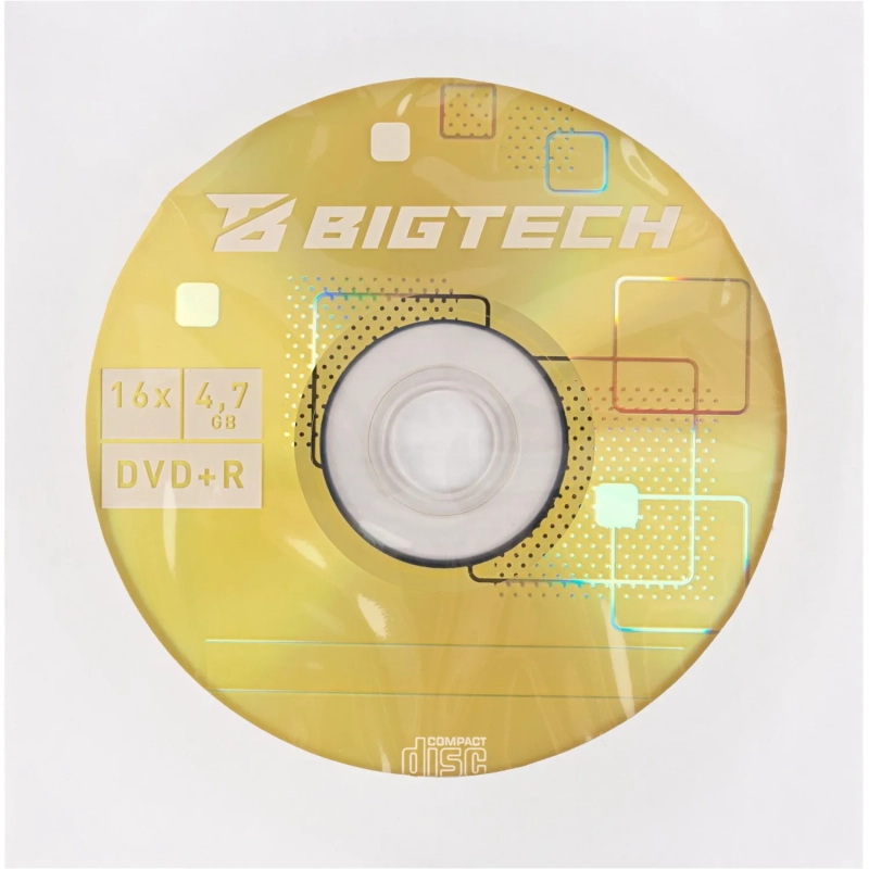 Носители информации Bigtech YDVDRB010 DVD+R 4,7 Гб/16х/1шт конверт белый