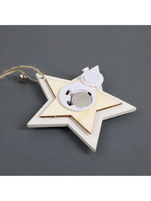 Ёлочная игрушка &laquo;Звезда с оленем&raquo;, 10&times;10&times;2 см, 4 LED, от батареек, свечение тёплое белое