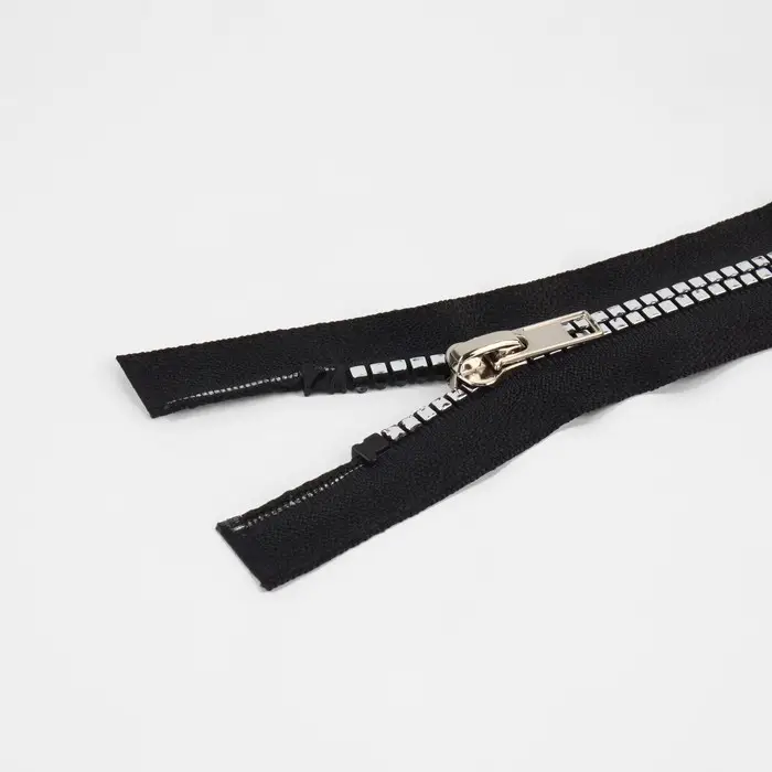 Молния «Трактор», №5, разъёмная, декоративное звено «Квадрат», замок автомат, 60 см, чёрная