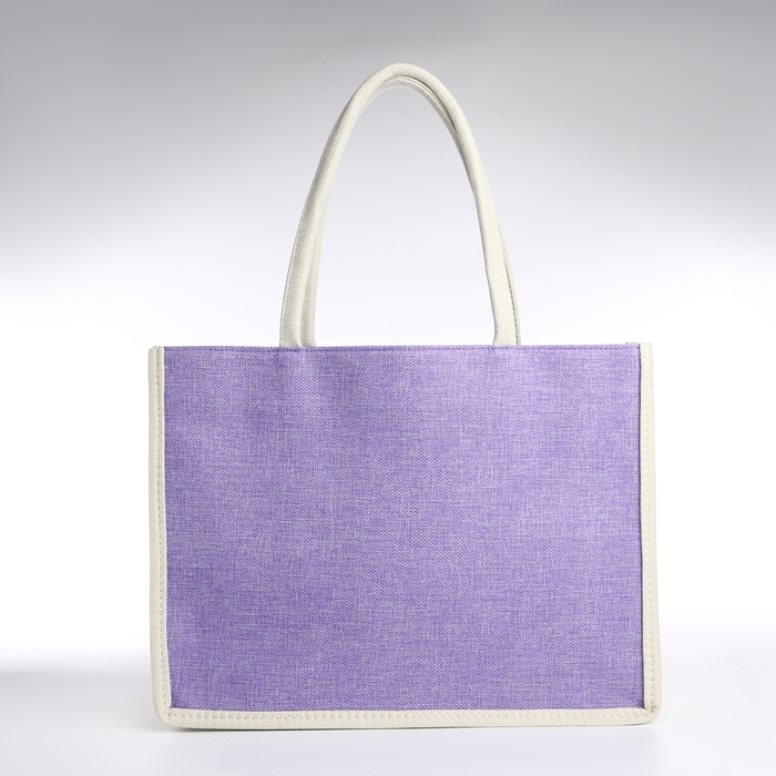 Сумка пляжная без застёжки, цвет молочный/сиреневый Сумка пляжная без застёжки, цвет молочный/сиреневый