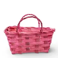 Корзина плетеная 24 х 20 х 8 см,боковые ручки, розовый квадрат