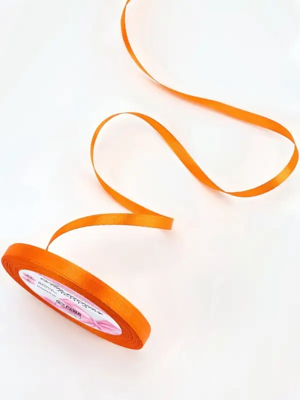 Лента атласная, 6 мм, 23&plusmn;1 м, ярко-оранжевая №25