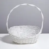 Корзина плетёная для хранения, лоза, с ручкой, овальная, со вставкой, серая, набор 3 шт.