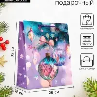 Пакет подарочный новогодний ламинированный, &laquo;Мечты&raquo;, 26&times;12&times;32 см