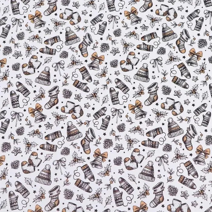 Бумага упаковочная глянцевая, двусторонняя "Новогоднее настроение", 50 х 70 см