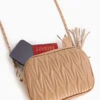 Сумка женская, через плечо, на молнии, 21&times;7&times;14 см, бежевая
