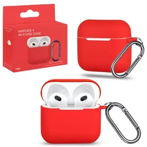 Чехол для AirPods 4 с карабином №8 Red