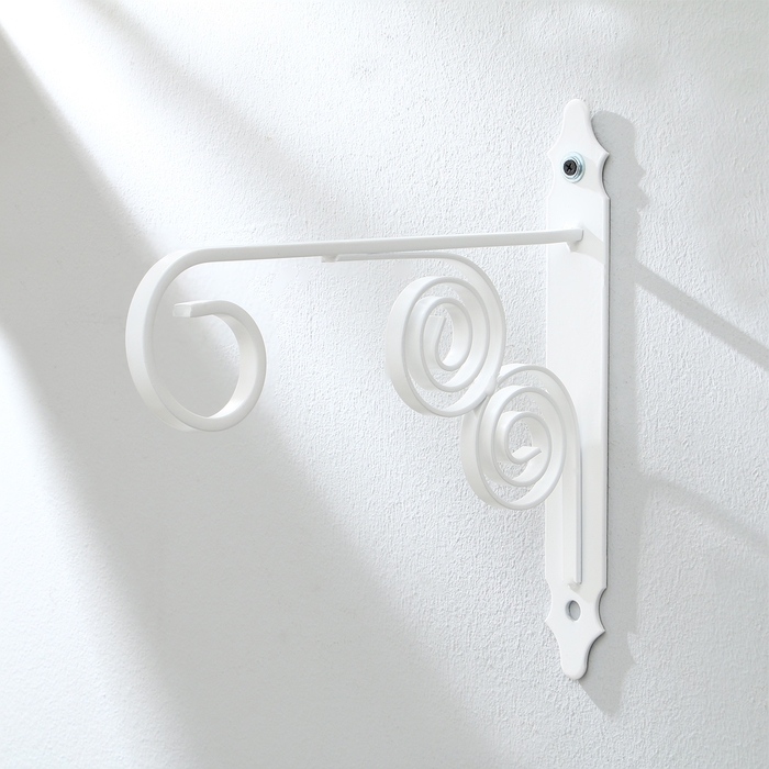 Кронштейн для кашпо кованый, 30 см, металл, белый Кронштейн для кашпо кованый, 30 см, металл, белый