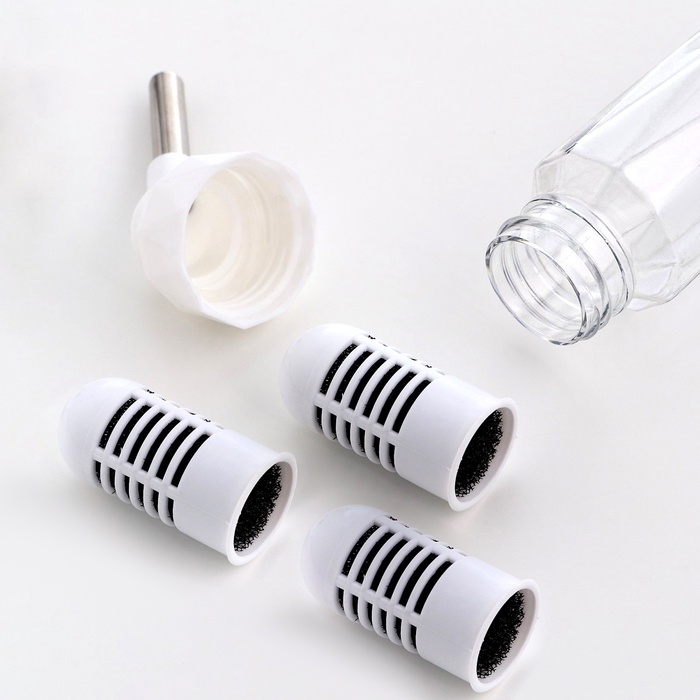 Поилка для грызунов, 80 мл, крепление-пружинка, и два сменных фильтра, белая Поилка для грызунов, 80 мл, крепление-пружинка, и два сменных фильтра, белая