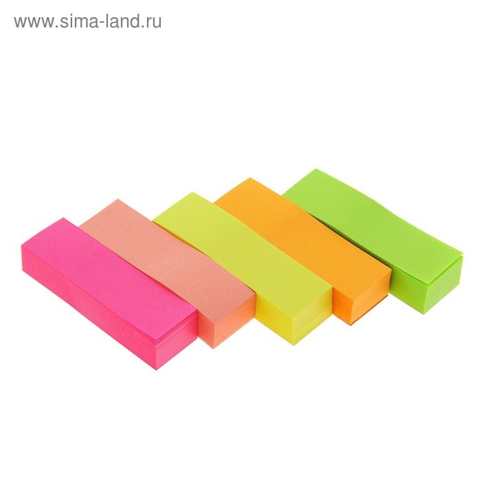 Блок-закладка с липким краем 50 мм х 15 мм, 5 цветов по 100 листов, флуоресцентный, МИКС Блок-закладка с липким краем 50 мм х 15 мм, 5 цветов по 100 листов, флуоресцентный, МИКС