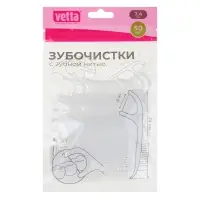 Зубочистки с зубной нитью тм VETTA, полистирол, полиэтиленовое волокно, 7,4см, 50шт