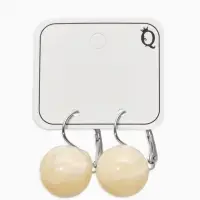 Серьги пластик "Шар №16" с разводами и блёстками, цвет молочный в серебре