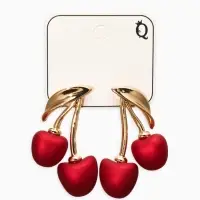Серьги жемчуг "Вишня", цвет красный в золоте Серьги жемчуг "Вишня", цвет красный в золоте