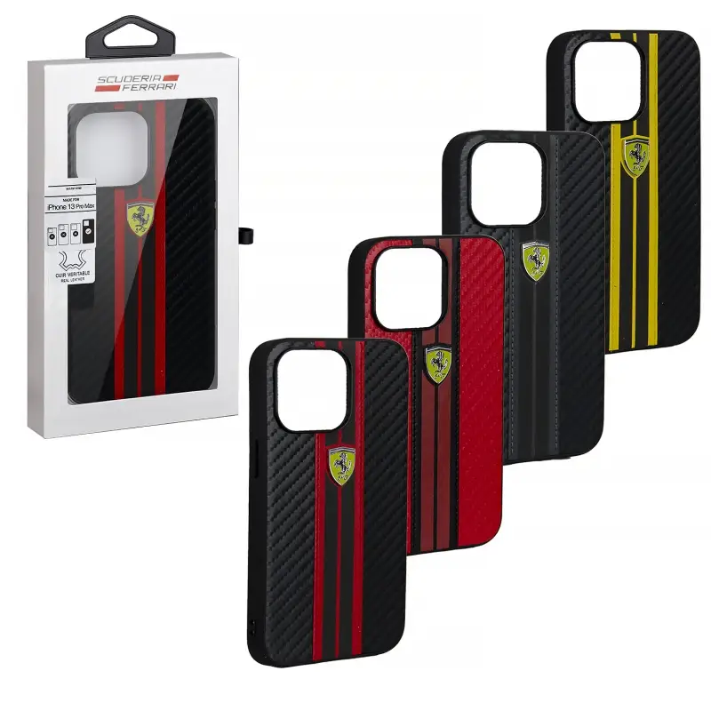 Чехол iPhone 13 Pro Max Ferrari Carbon PU