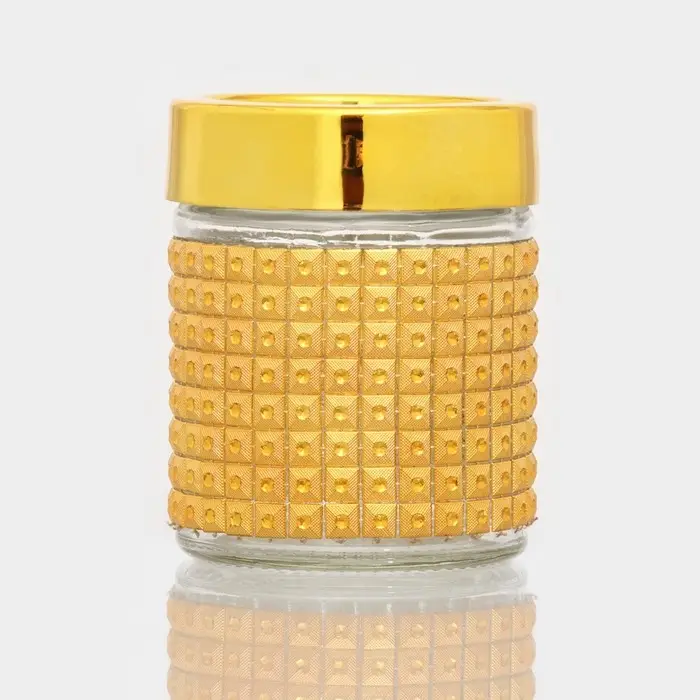 Банка для сыпучих продуктов «Голд», 300 мл, 8.5×10.5 см, стекло, золотистая Банка для сыпучих продуктов «Голд», 300 мл, 8.5×10.5 см, стекло, золотистая