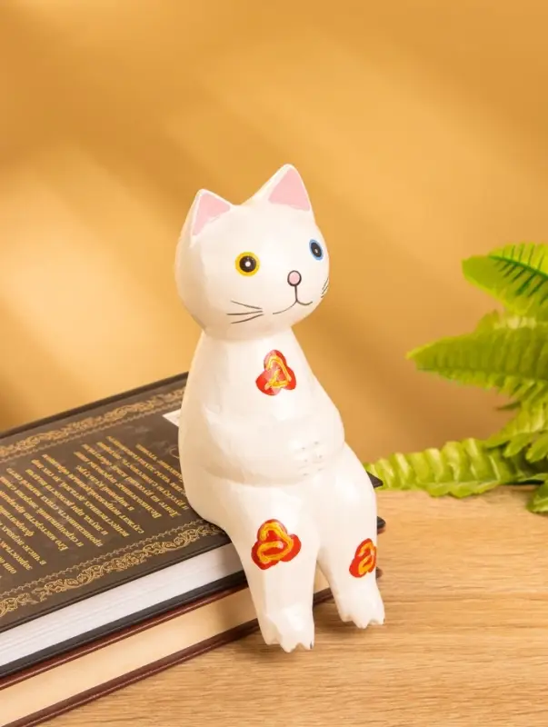 Сувенир «Кот сидячий», 7×5×15 см, дерево, белый