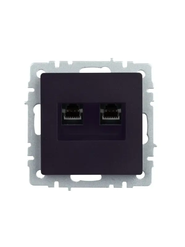 BRITE Розетка компьютерная двойная RJ45 кат.5E РК10-2-БрЧ черный IEK