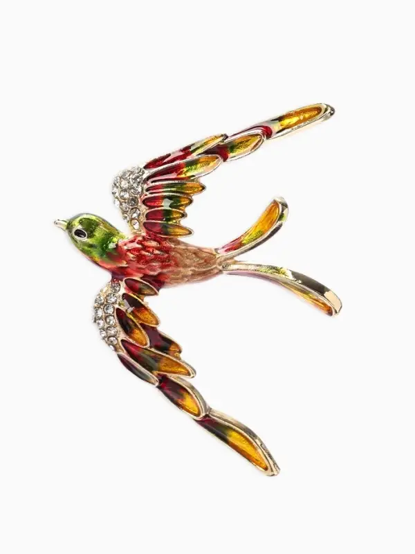 Брошь &laquo;Птица&raquo; ласточка,  цветная в золоте