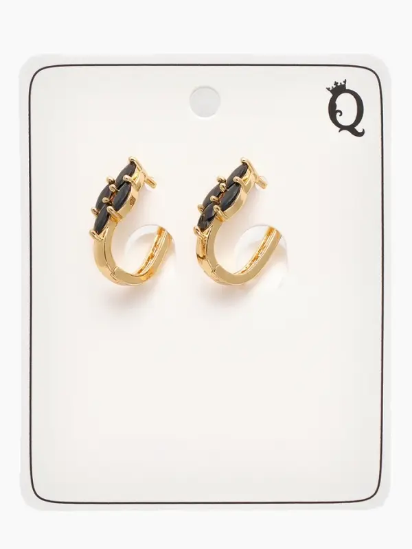 Серьги со стразами &laquo;Циркония&raquo;, квартет, чёрные в золоте