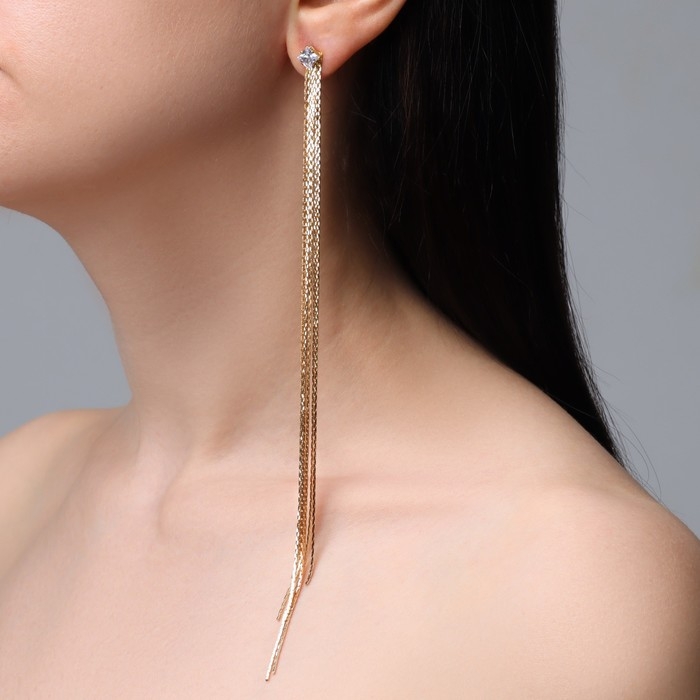 Серьги висячие со стразами «Голливуд» тонкость линий, цвет белый в золоте, 19,5 см Серьги висячие со стразами «Голливуд» тонкость линий, цвет белый в золоте, 19,5 см