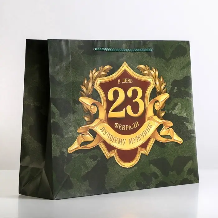 Пакет подарочный ламинированный, упаковка, &laquo;С 23 февраля&raquo;, L 28&times;38&times;9 см