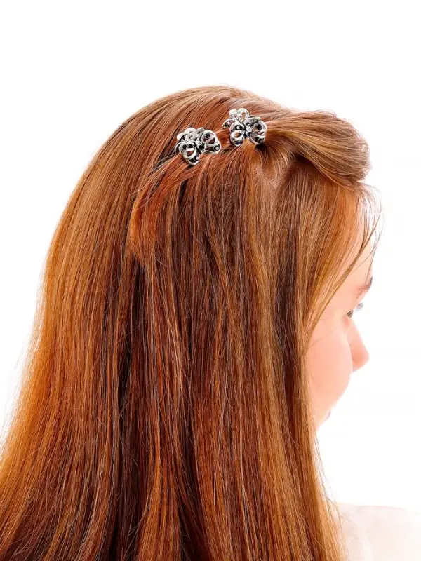 Крабик для волос «Синий туман», бантик, 2.3 см, серебро