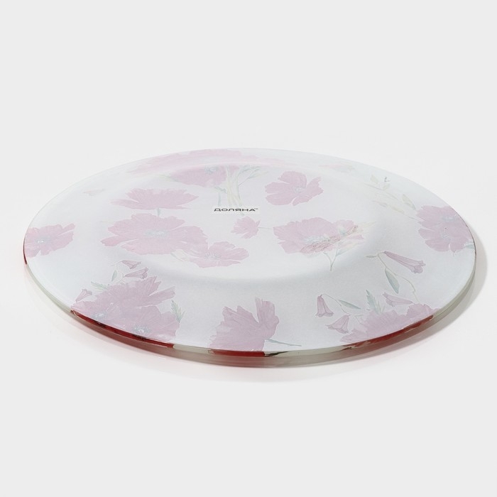Тарелка стеклянная обеденная Доляна «Красные маки», d=23 см