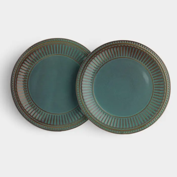 Тарелки Доляна &laquo;Винтаж&raquo;, d=27 см, набор 2 шт., керамика, бирюзовые