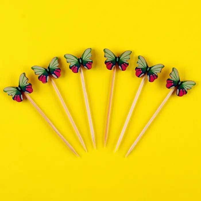 Шпажки бабочки, набор 6 шт, цвет МИКС Шпажки бабочки, набор 6 шт, цвет МИКС