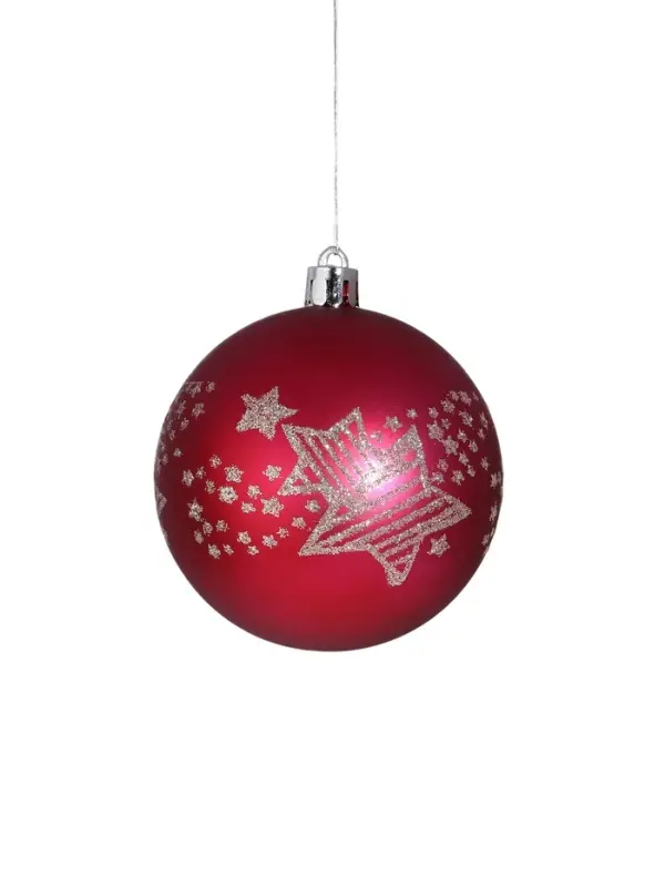 Ёлочные игрушки &laquo;Ночка&raquo;, шары новогодние, d=8 см, набор 6 шт., звёзды, розовый