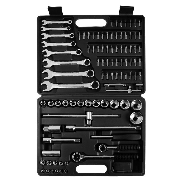 Набор инструментов в кейсе ТУНДРА, автомобильный, 1/2" и 1/4", 98 предметов