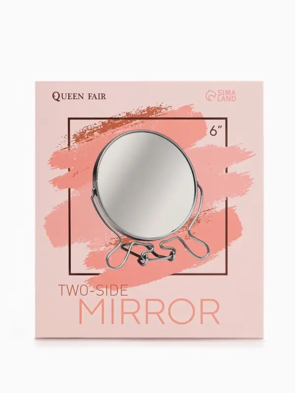 Зеркало настольное, с увеличением х2, круглое, настенное, двустороннее, 16&times;18 см, (d=14 см), металлическое