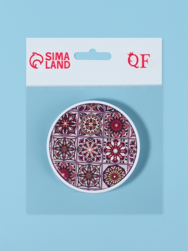 Зеркало складное «Витраж», d = 7,3 см, цвет оранжевый